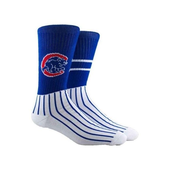 CHICAGO CUBS Men's Block Crew Socks‎ by PKWY SIZE LARGE (6-12)  NEW WITH TAG - Picture 2 of 2